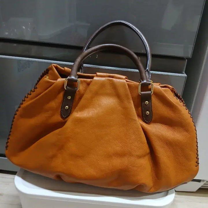 [BUNJANG] MCM Leather Tote Bag / MCM 오렌지 브라운 레더 토트백