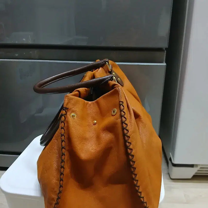 [BUNJANG] MCM Leather Tote Bag / MCM 오렌지 브라운 레더 토트백