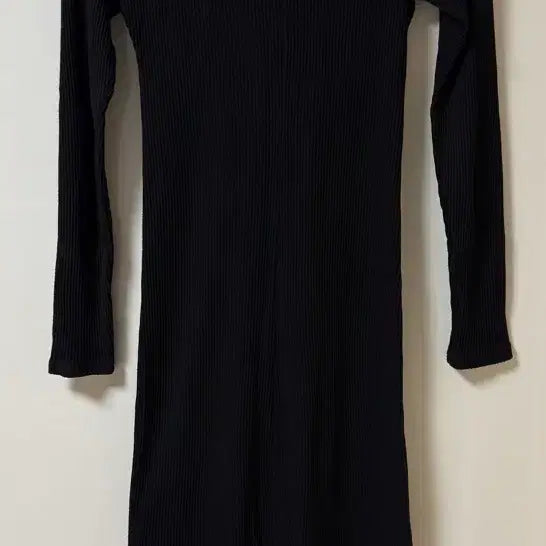 [BUNJANG] Black Ribbed Hooded Long Dress / 블랙 골지 후드 롱 원피스