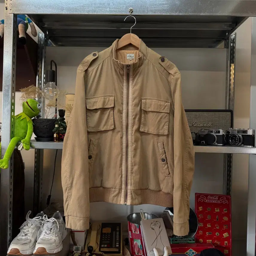 [BUNJANG] Calvin Klein Double Collar Two-Pocket Bomber Jacket / 캘빈 클라인 이중카라 투포켓 봄버 자켓