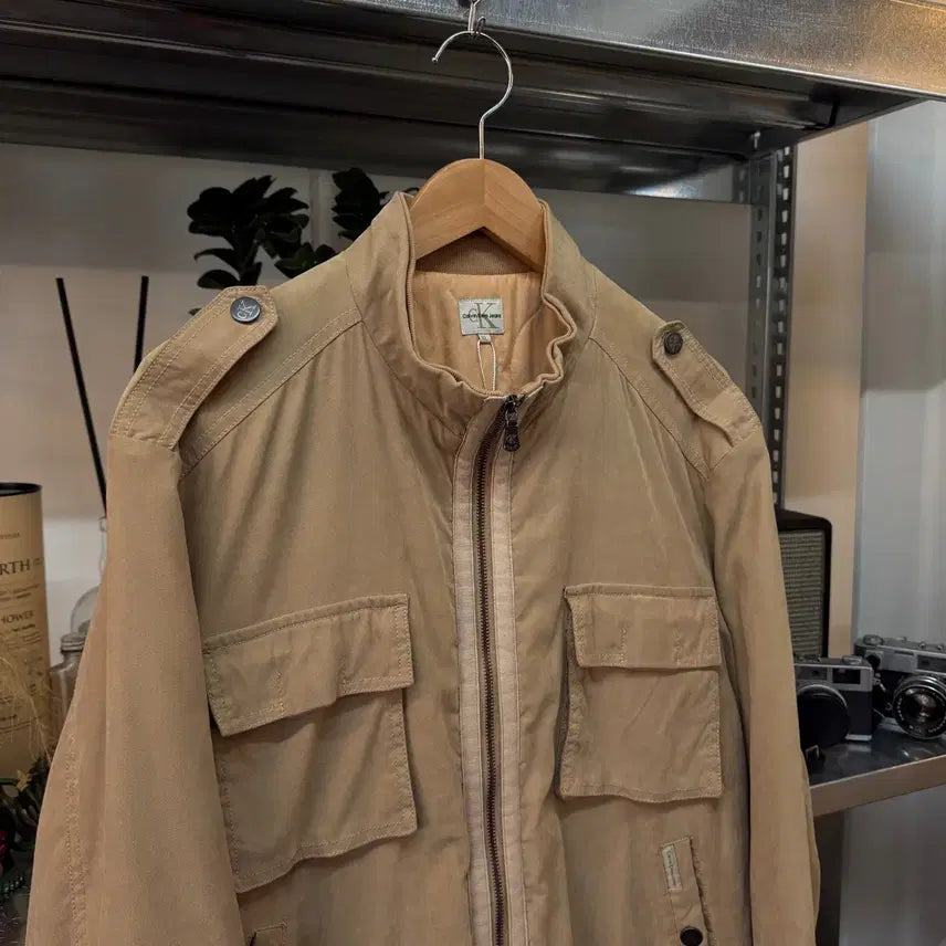 [BUNJANG] Calvin Klein Double Collar Two-Pocket Bomber Jacket / 캘빈 클라인 이중카라 투포켓 봄버 자켓