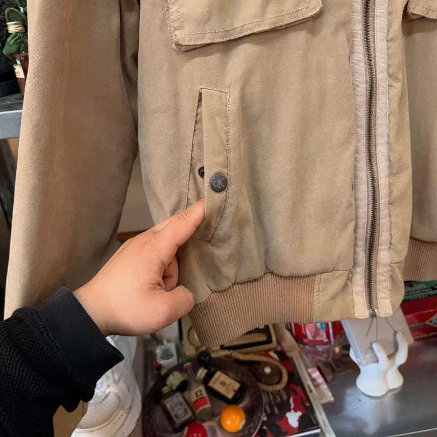 [BUNJANG] Calvin Klein Double Collar Two-Pocket Bomber Jacket / 캘빈 클라인 이중카라 투포켓 봄버 자켓