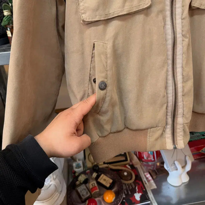 [BUNJANG] Calvin Klein Double Collar Two-Pocket Bomber Jacket / 캘빈 클라인 이중카라 투포켓 봄버 자켓