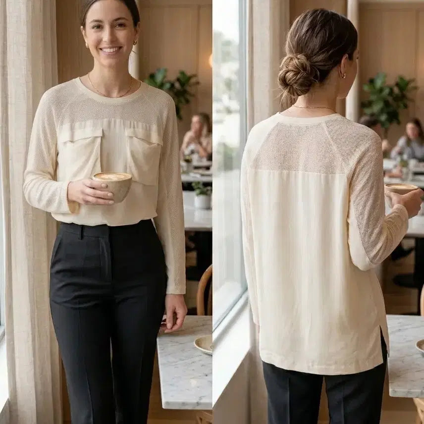 [BUNJANG] Maje Ivory Pocket T-shirt / 55~66 마쥬 아이보리 포켓 티 (maje)