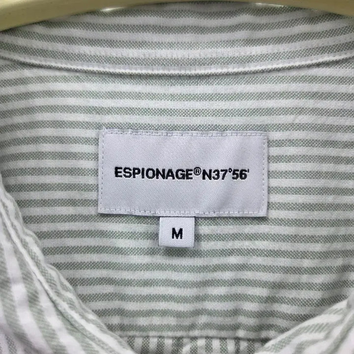[BUNJANG] Espionage Oxford Striped Short Sleeve Shirt / M 2025 공용 에스피오나지 옥스포드 반팔 셔츠 그린 스트라이프