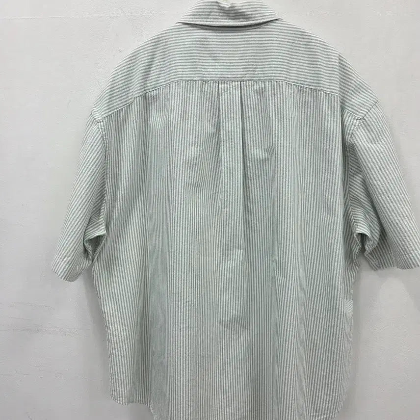 [BUNJANG] Espionage Oxford Striped Short Sleeve Shirt / M 2025 공용 에스피오나지 옥스포드 반팔 셔츠 그린 스트라이프