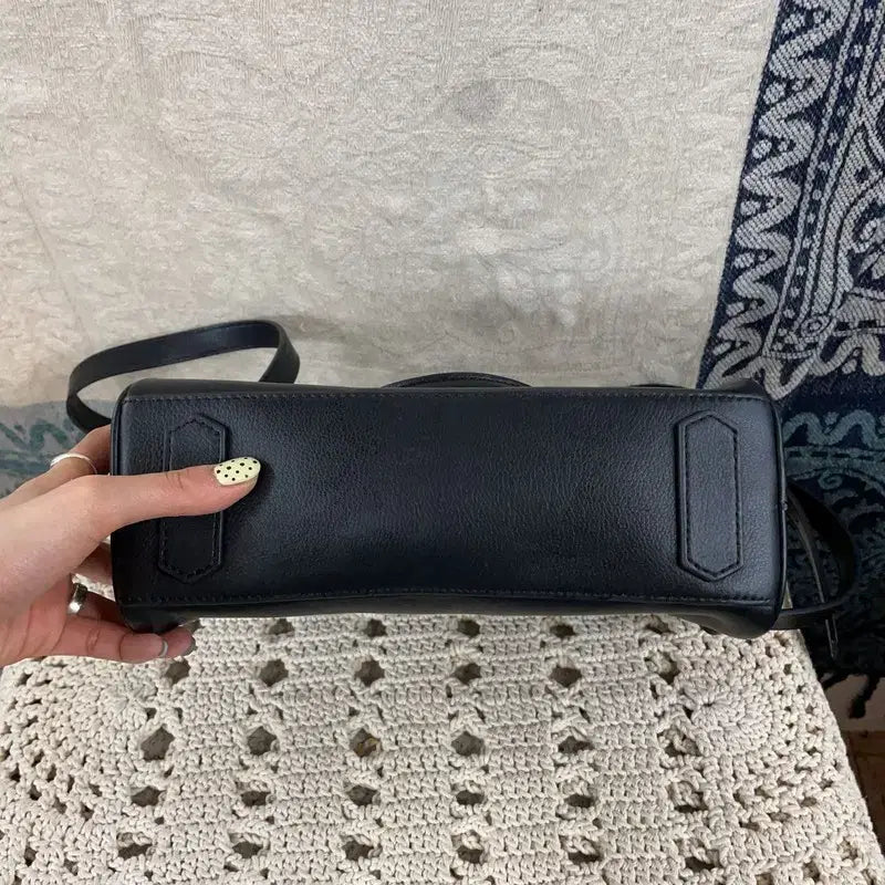 [BUNJANG] Esquire Black Leather Tote Crossbody Bag / [F] 에스콰이어 천연가죽 소가죽 블랙 토트백 크로스백 가방