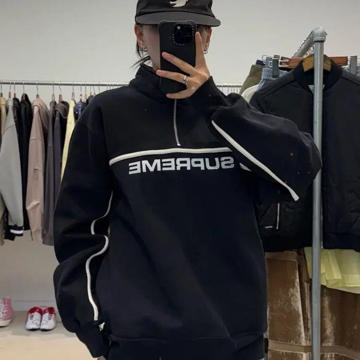[BUNJANG] Supreme Two-Tone Half Zip Sweatshirt / 17fw 슈프림 투톤 하프 집업 스웻셔츠