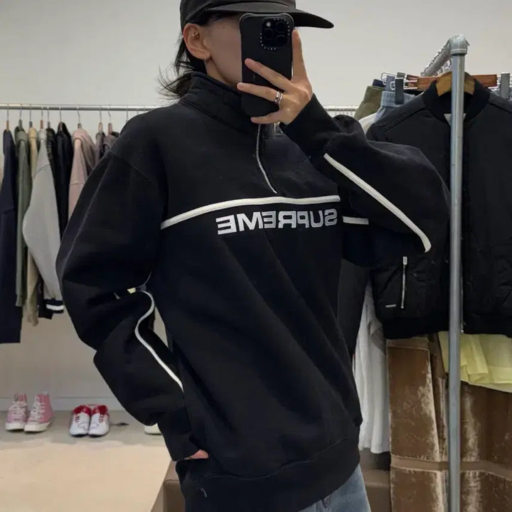 [BUNJANG] Supreme Two-Tone Half Zip Sweatshirt / 17fw 슈프림 투톤 하프 집업 스웻셔츠