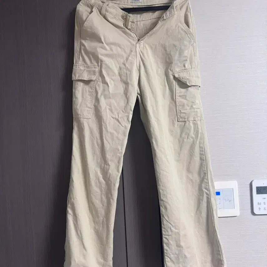 [BUNJANG] Cargo Wide Long Pants Beige S / 카고 와이드 롱 팬츠 베이지s