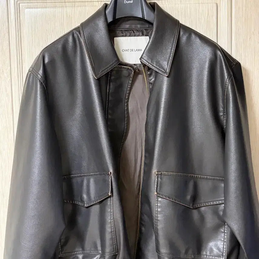 [BUNJANG] Shardrama Oversized Washed Leather Jumper (Dark Brown) / 샤드라마 오버사이즈 워시드 레더 점퍼 (다크브라운)