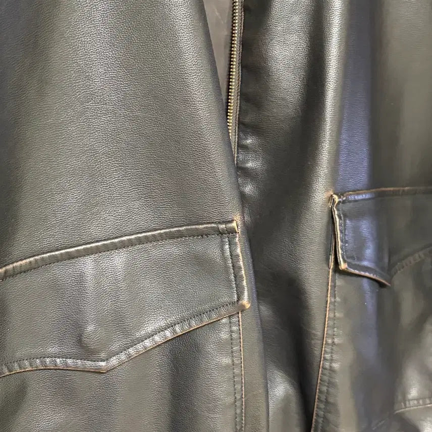 [BUNJANG] Shardrama Oversized Washed Leather Jumper (Dark Brown) / 샤드라마 오버사이즈 워시드 레더 점퍼 (다크브라운)