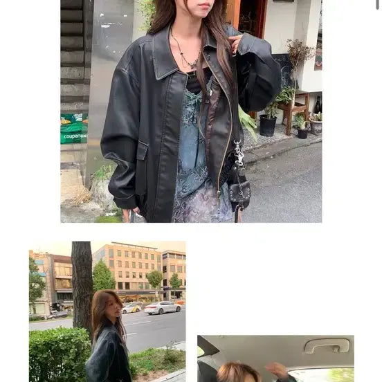 [BUNJANG] Shardrama Oversized Washed Leather Jumper (Dark Brown) / 샤드라마 오버사이즈 워시드 레더 점퍼 (다크브라운)