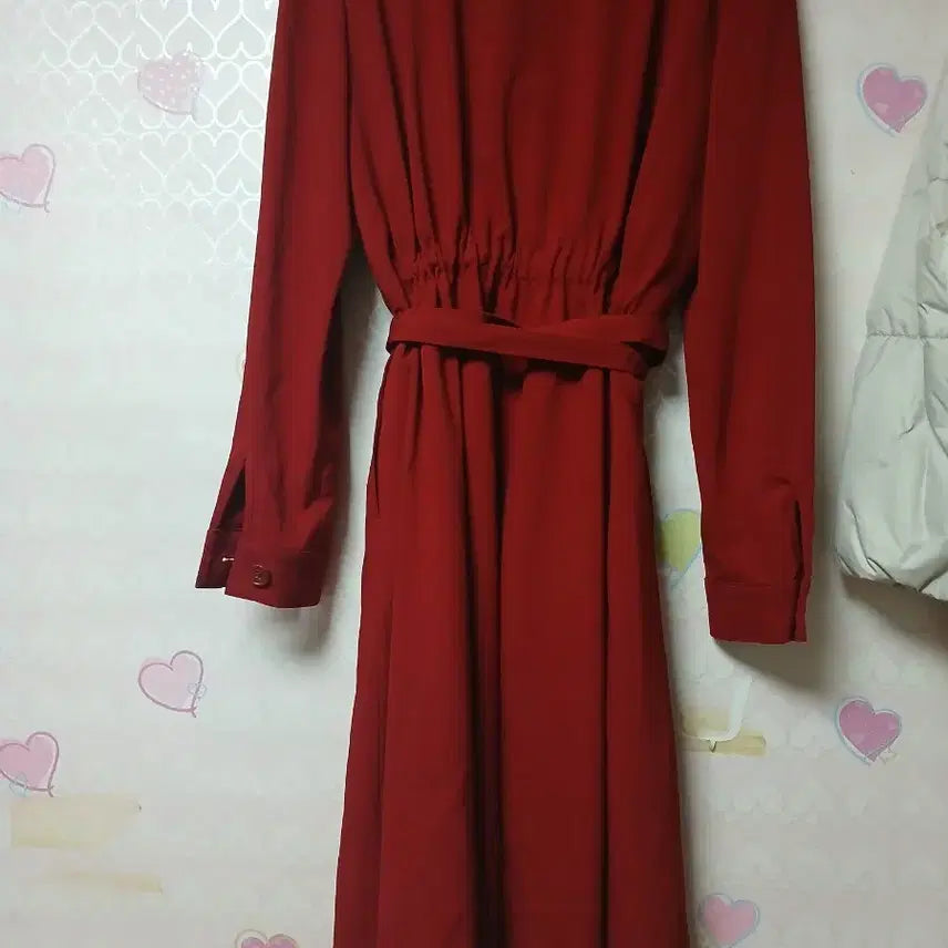 [BUNJANG] Red Long Shirt Dress / 레드 롱 셔츠 원피스