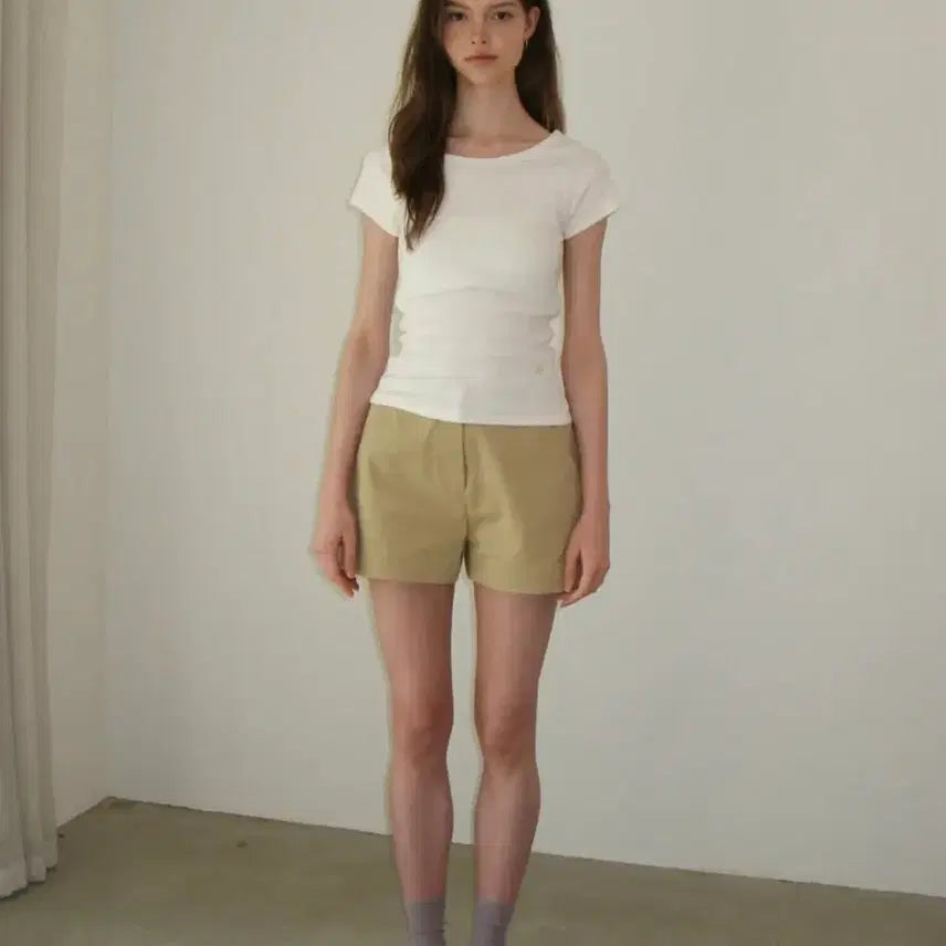 [BUNJANG] Somewherebut Better White Melange Boat Neck T-Shirt / 썸웨어버터 반팔 보트넥 티셔츠