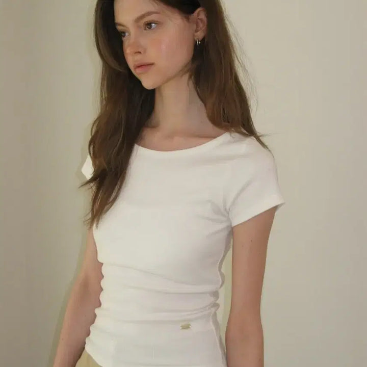[BUNJANG] Somewherebut Better White Melange Boat Neck T-Shirt / 썸웨어버터 반팔 보트넥 티셔츠