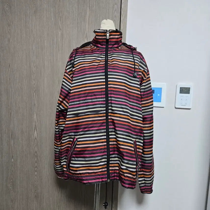 [SOLD OUT] 소니아리키엘 컬러풀 스트라이프 후드 바람막이 자켓