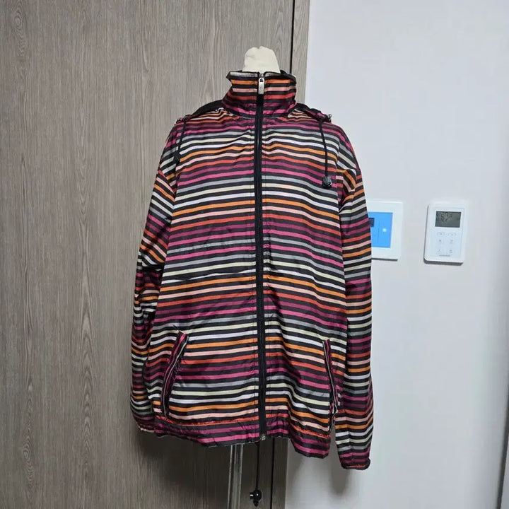 [SOLD OUT] 소니아리키엘 컬러풀 스트라이프 후드 바람막이 자켓