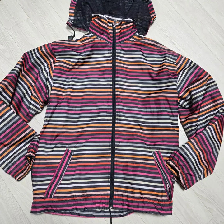 [SOLD OUT] 소니아리키엘 컬러풀 스트라이프 후드 바람막이 자켓