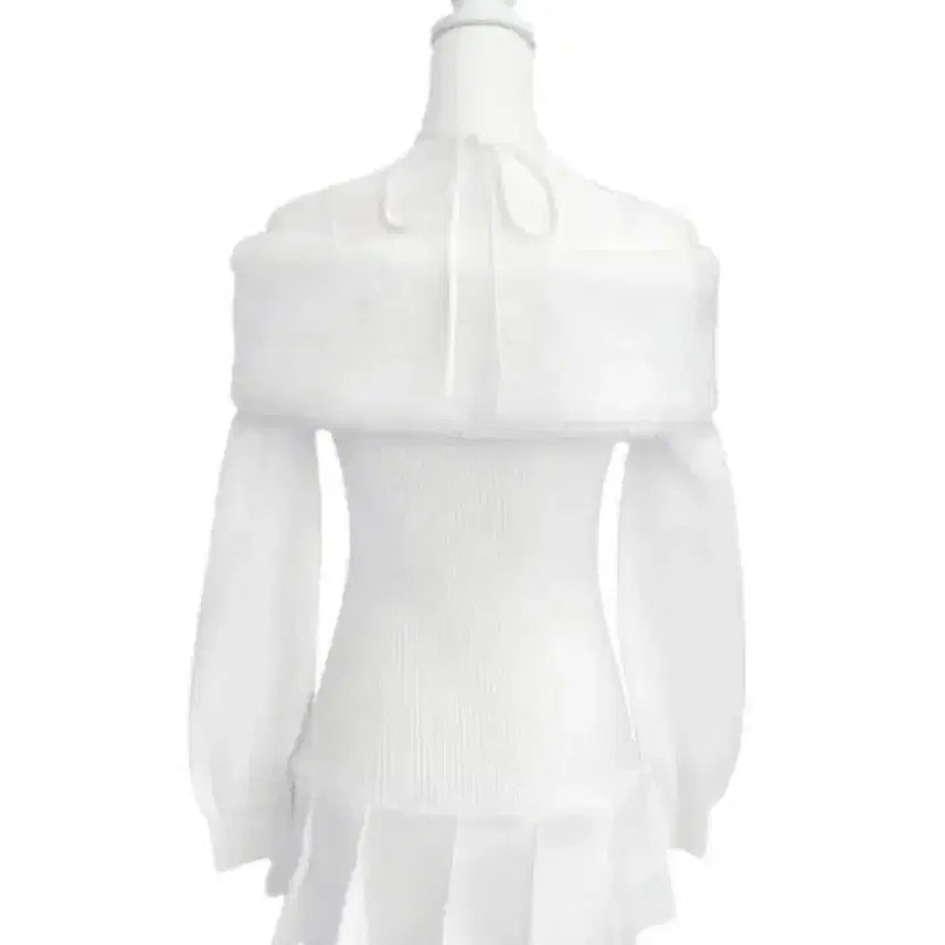 [BUNJANG] Honey Muse Big Ribbon Cross White Off-Shoulder Dress / 허니뮤 빅 리본 크로스 화이트 오프숄더 원피스 미셸마카롱 스나계 양산형