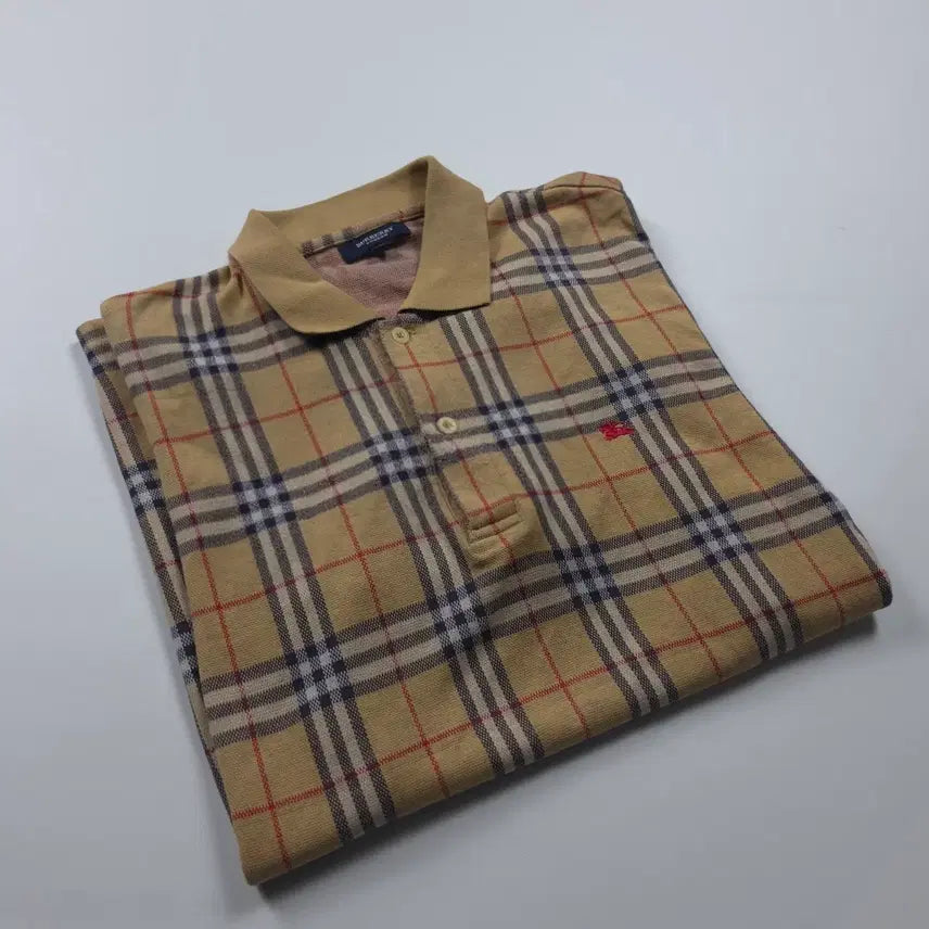 [BUNJANG] Burberry Archive Beige Nova Check Polo Shirt (M) / 버버리 아카이브 베이지 노바체크 피케이 티셔츠 (M)