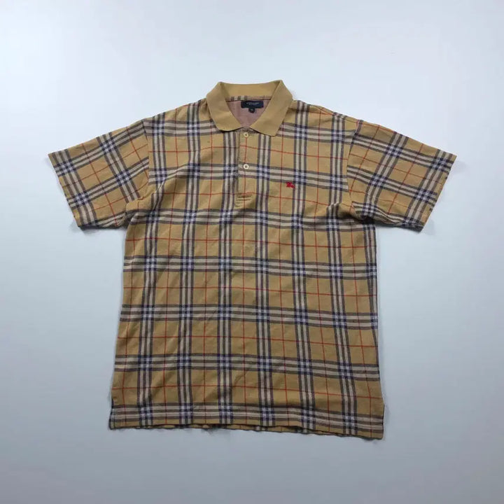 [BUNJANG] Burberry Archive Beige Nova Check Polo Shirt (M) / 버버리 아카이브 베이지 노바체크 피케이 티셔츠 (M)