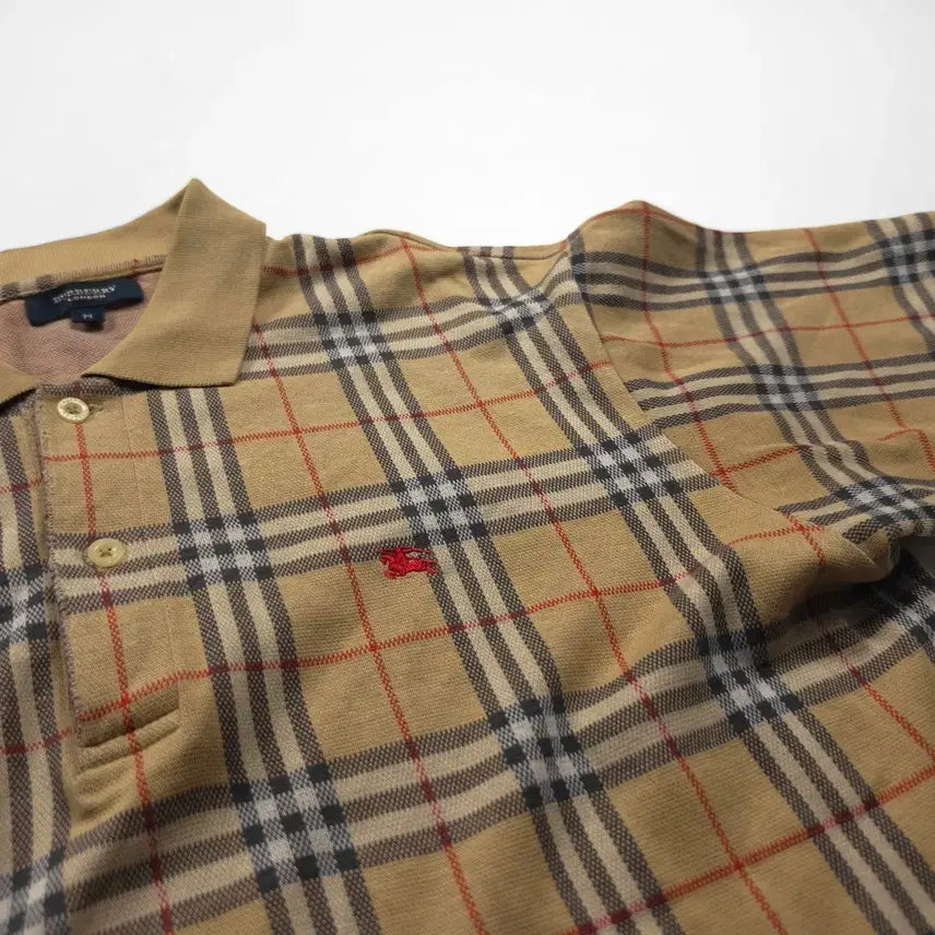 [BUNJANG] Burberry Archive Beige Nova Check Polo Shirt (M) / 버버리 아카이브 베이지 노바체크 피케이 티셔츠 (M)