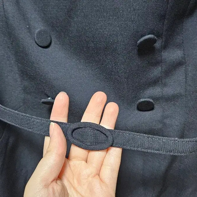 [BUNJANG] Kenneth Lady Navy Midi Dress with Belt / 케네스레이디 네이비 정장 스타일 원피스 벨트 세트