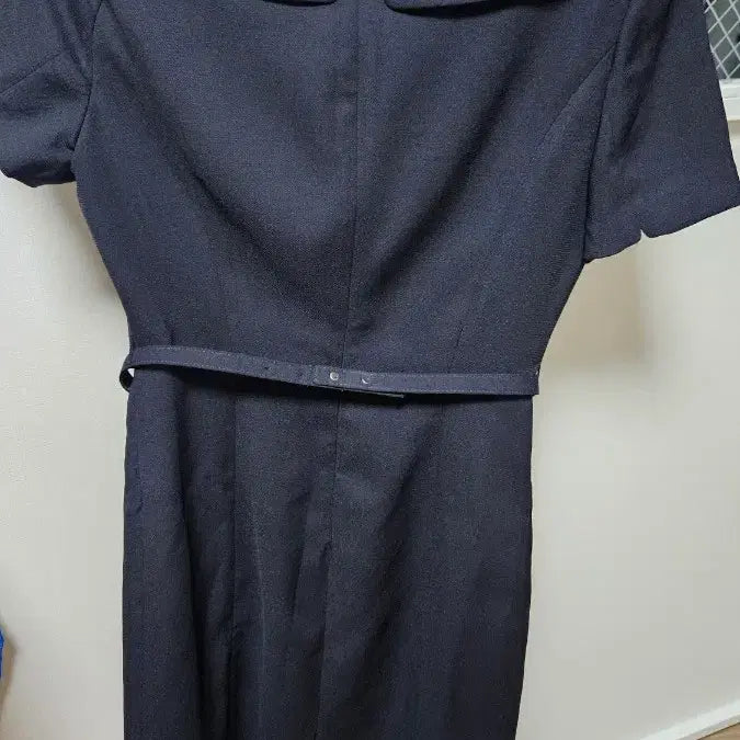 [BUNJANG] Kenneth Lady Navy Midi Dress with Belt / 케네스레이디 네이비 정장 스타일 원피스 벨트 세트