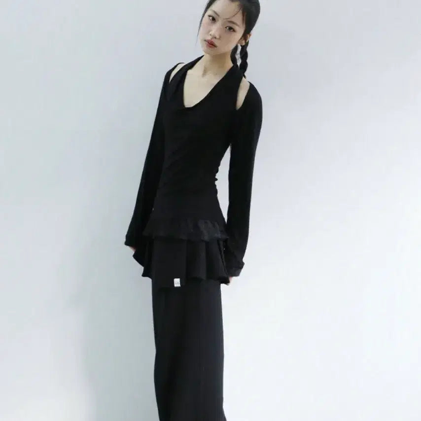 [BUNJANG] Uglyshadow Frill Fur Scarf T-Shirt / 어글리쉐도우 스카프 퍼 프릴 티셔츠