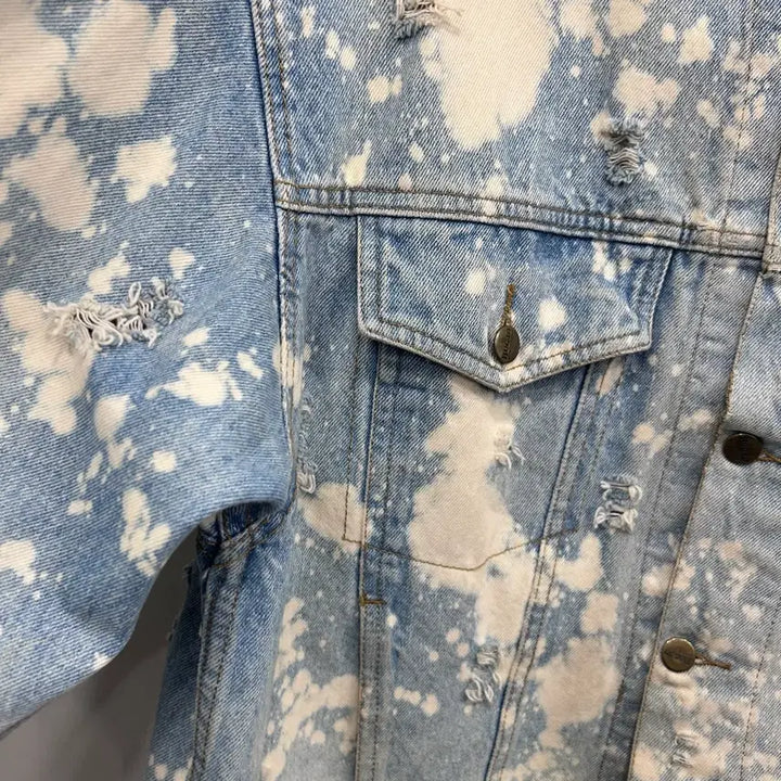 [BUNJANG] BUGJO American Vintage Tie-Dye Denim Jacket / BUGJO 아메리칸빈티지 타이다이 데미지 데님자켓