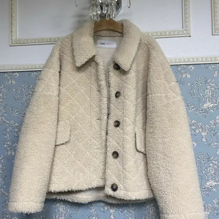 [BUNJANG] Trend Collection Oversized Oatmeal Sherpa Short Coat / 트렌드컬렉션 빅사이즈 뽀글이 숏코트 66~77~88