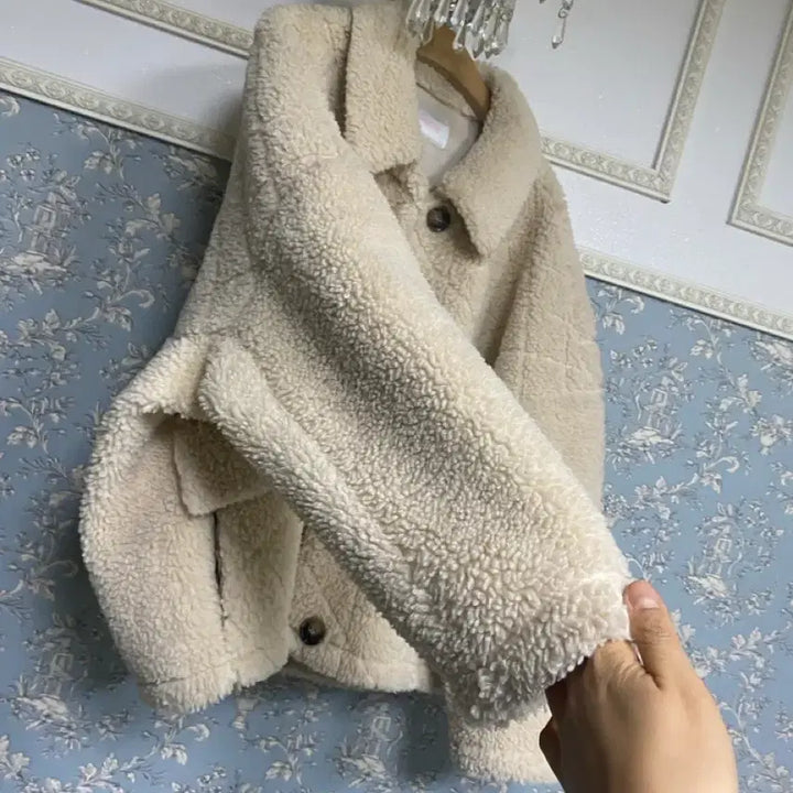 [BUNJANG] Trend Collection Oversized Oatmeal Sherpa Short Coat / 트렌드컬렉션 빅사이즈 뽀글이 숏코트 66~77~88