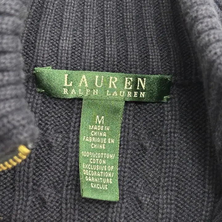[BUNJANG] Polo Ralph Lauren Gold Button Navy Cable Knit Cardigan M / 폴로 랄프로렌 금장 네이비 꽈배기 니트 가디건 M P00012