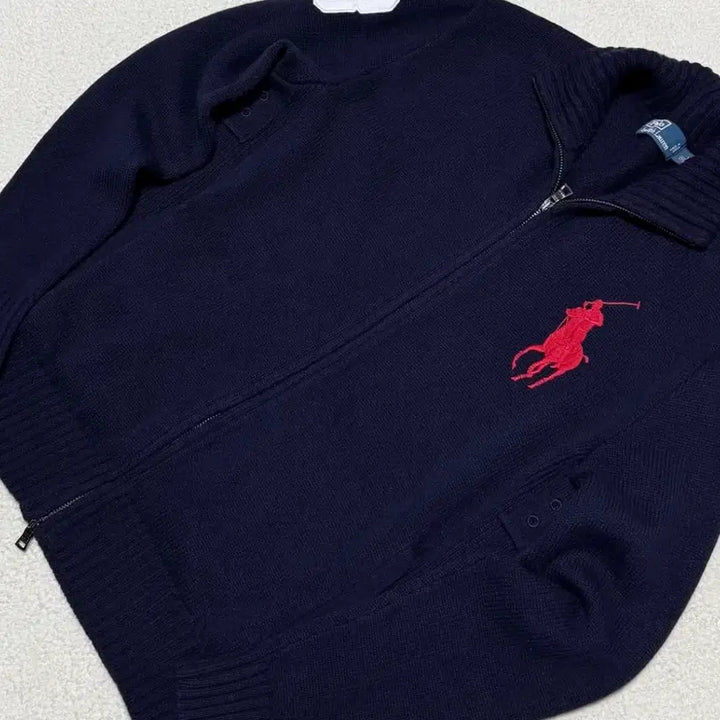 [BUNJANG] Polo Ralph Lauren Navy Big Pony Knit Zip-up / 폴로 랄프로렌 네이비 빅포니 니트 집업