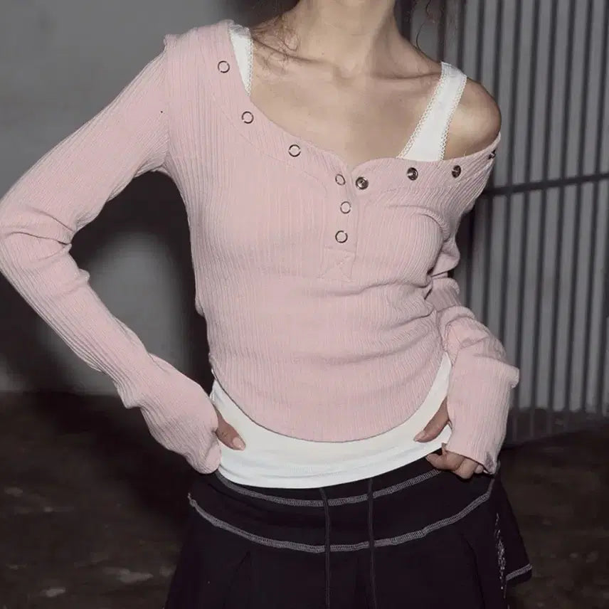 [BUNJANG] Please No Follow Bunny Snap Button Top Ver.1 Pink / 플리즈노팔로우 버니 스냅 버튼 탑 ver.1 핑크 판매