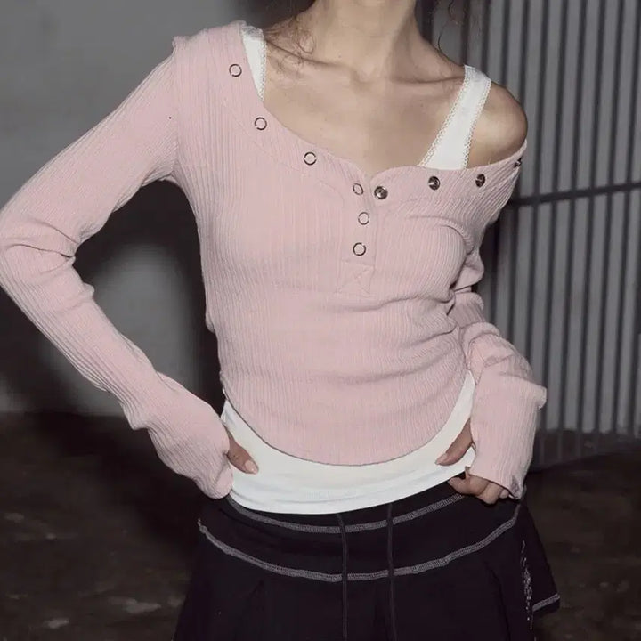 [BUNJANG] Please No Follow Bunny Snap Button Top Ver.1 Pink / 플리즈노팔로우 버니 스냅 버튼 탑 ver.1 핑크 판매