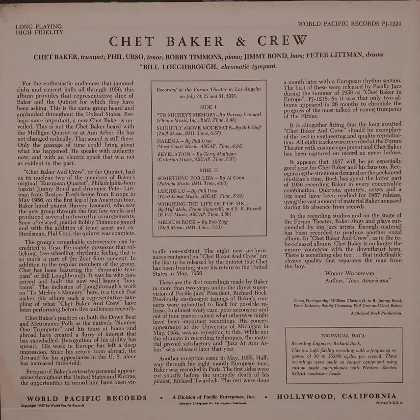 [BUNJANG] Chet Baker Original Jazz LP / ORIGINAL JAZZ LP - CHET BAKER