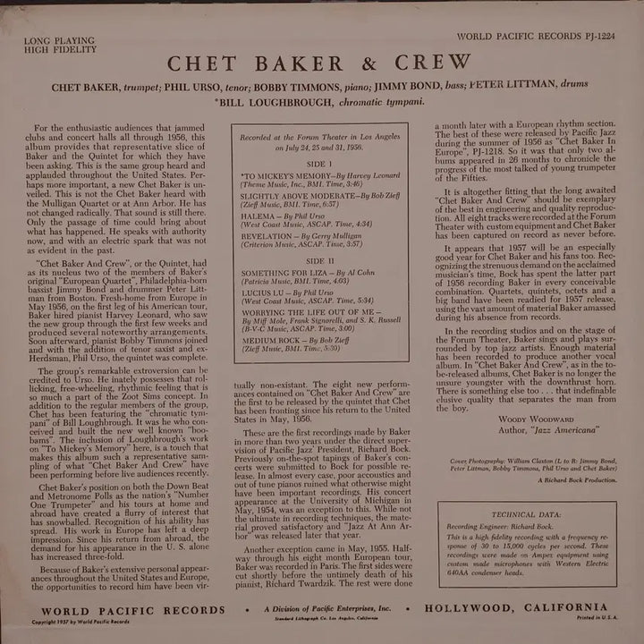[BUNJANG] Chet Baker Original Jazz LP / ORIGINAL JAZZ LP - CHET BAKER