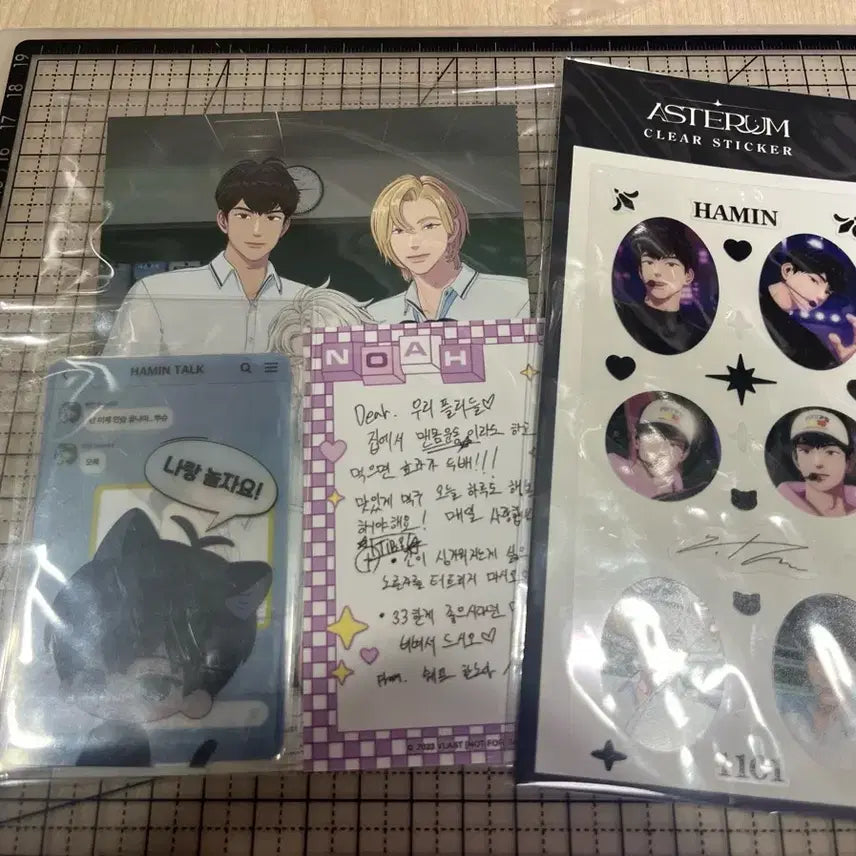 [SOLD OUT] 플레이브 애니플러스 노아 유리컵(새상품)+빅포카+하민 스티커