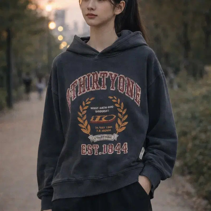 [BUNJANG] D:THIRTYONE College 1944 Pigment Hoodie / [남여공용 1 (90~95)]디써티원 컬리지 1944 피그먼트 후디