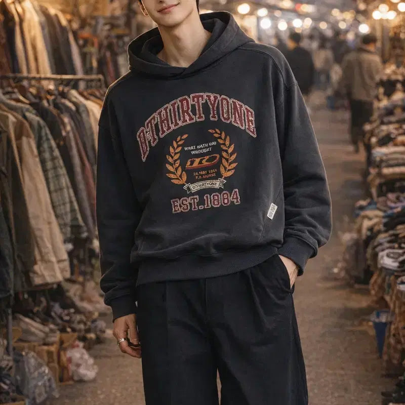 [BUNJANG] D:THIRTYONE College 1944 Pigment Hoodie / [남여공용 1 (90~95)]디써티원 컬리지 1944 피그먼트 후디