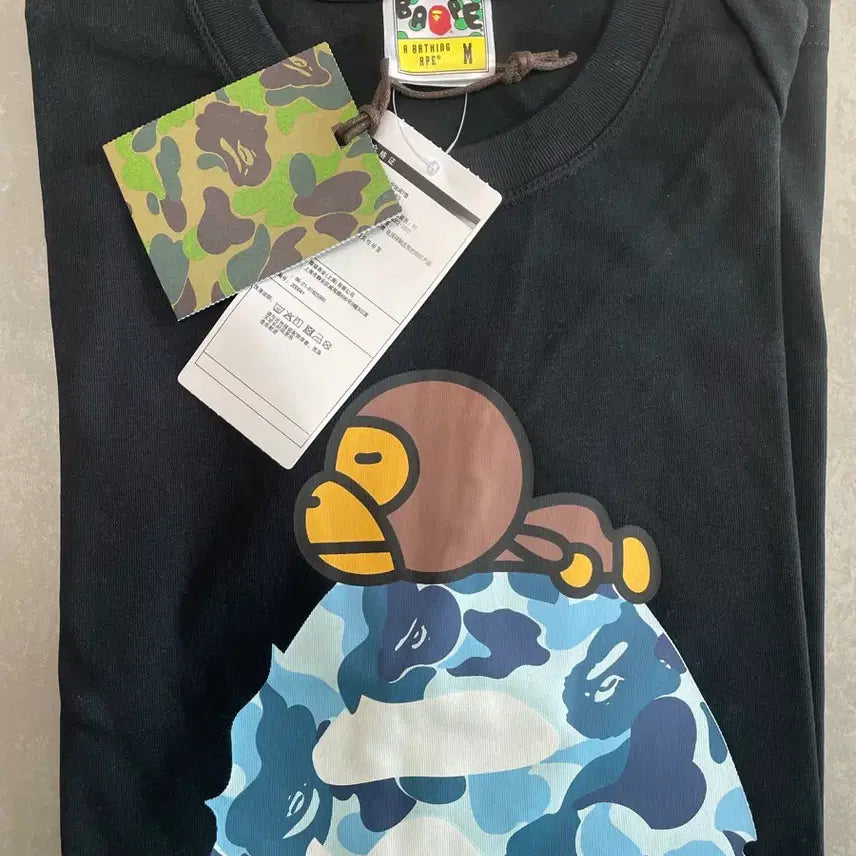 [SOLD OUT] 베이프 ABC 카모 마일로 온 빅 에이프 티셔츠 블랙 블루 M