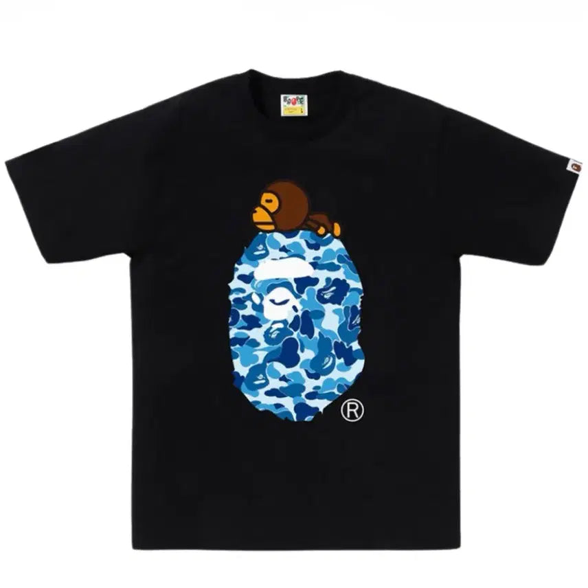 [SOLD OUT] 베이프 ABC 카모 마일로 온 빅 에이프 티셔츠 블랙 블루 M