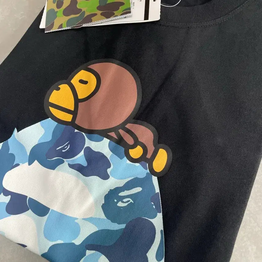 [SOLD OUT] 베이프 ABC 카모 마일로 온 빅 에이프 티셔츠 블랙 블루 M