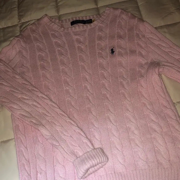 [BUNJANG] Polo Ralph Lauren Pink Cable Knit Sweater / 폴로 랄프로렌 핑크 케이블 니트