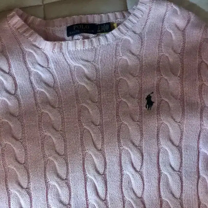 [BUNJANG] Polo Ralph Lauren Pink Cable Knit Sweater / 폴로 랄프로렌 핑크 케이블 니트