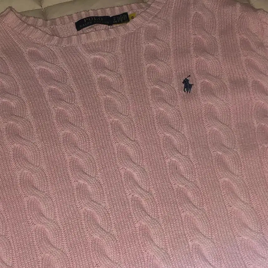 [BUNJANG] Polo Ralph Lauren Pink Cable Knit Sweater / 폴로 랄프로렌 핑크 케이블 니트