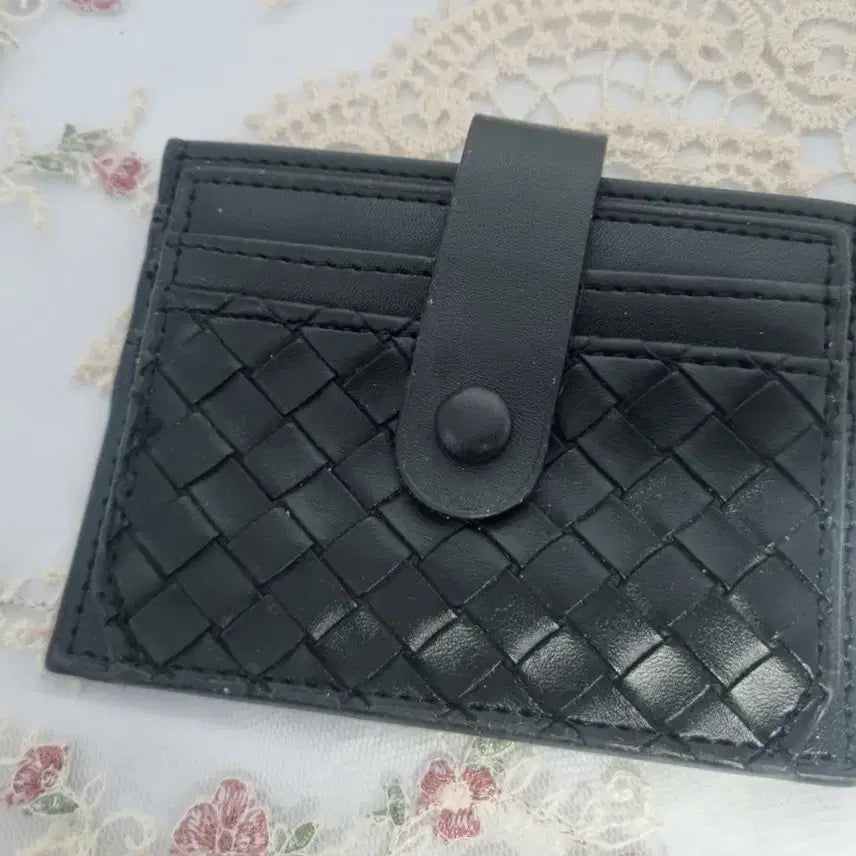 [BUNJANG] Black Woven Card Wallet / 블랙 위빙 카드지갑 똑딱이형(새상품)