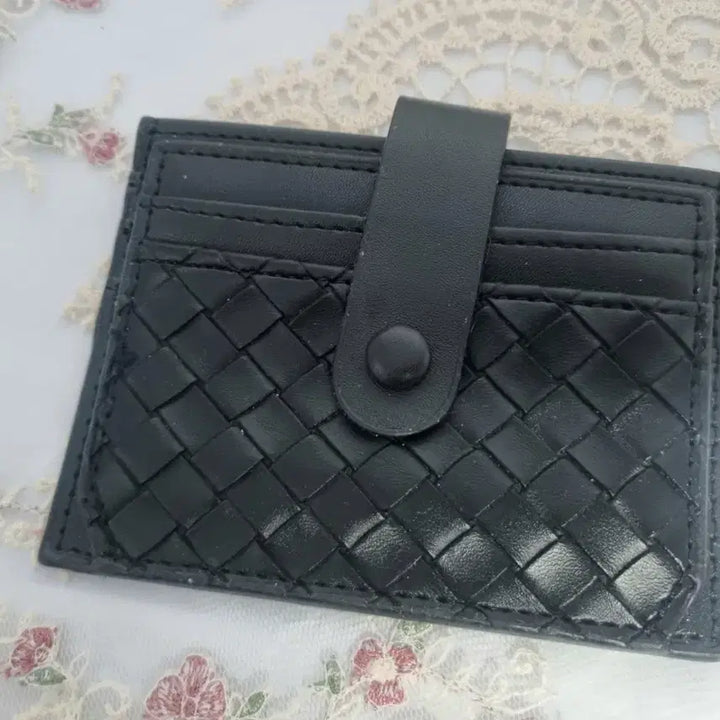 [BUNJANG] Black Woven Card Wallet / 블랙 위빙 카드지갑 똑딱이형(새상품)